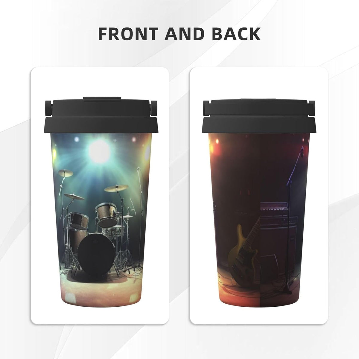 rock band stage Tumbler with Lid and Handle 500ML Stainless Steel Car Cup for Hot and Cold Drinks, Double Wall Insulated Travel Coffee Mug Reusable Drink Thermos Cups Birthday Gifts