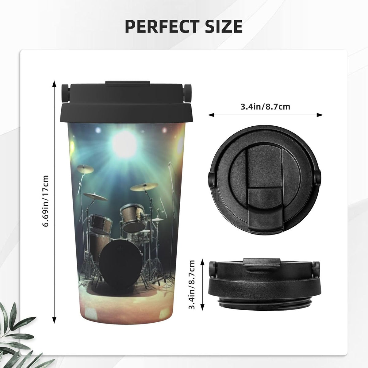 rock band stage Tumbler with Lid and Handle 500ML Stainless Steel Car Cup for Hot and Cold Drinks, Double Wall Insulated Travel Coffee Mug Reusable Drink Thermos Cups Birthday Gifts
