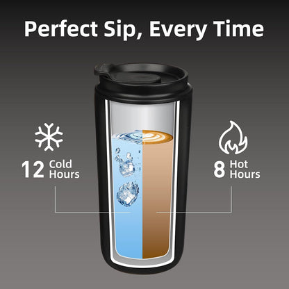 16oz Insulated Travel Coffee Mug, Stainless Steel Tumbler | Thermal Cup, Keeps Hot/Cold, Leakproof, Double Wall Vacuum, Dishwasher Safe, Wide Mouth, Office & Outdoor, Bamboo Grove