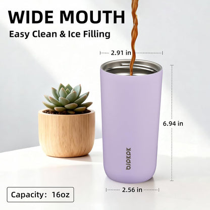16oz Insulated Travel Coffee Mug, Stainless Steel Tumbler | Thermal Cup, Keeps Hot/Cold, Leakproof, Double Wall Vacuum, Dishwasher Safe, Wide Mouth, Office & Outdoor, Bamboo Grove