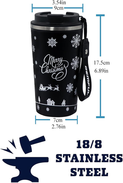 GEMFUL 17oz Insulated Coffee Travel Mug, Stainless Steel Leak-Proof Tumbler | Double-wall Vacuum Insulation,510ml, Secure Screw Lid, fits Car Cup Holders, BPA-Free, Hot/cold for Commute/Office/Outdoor