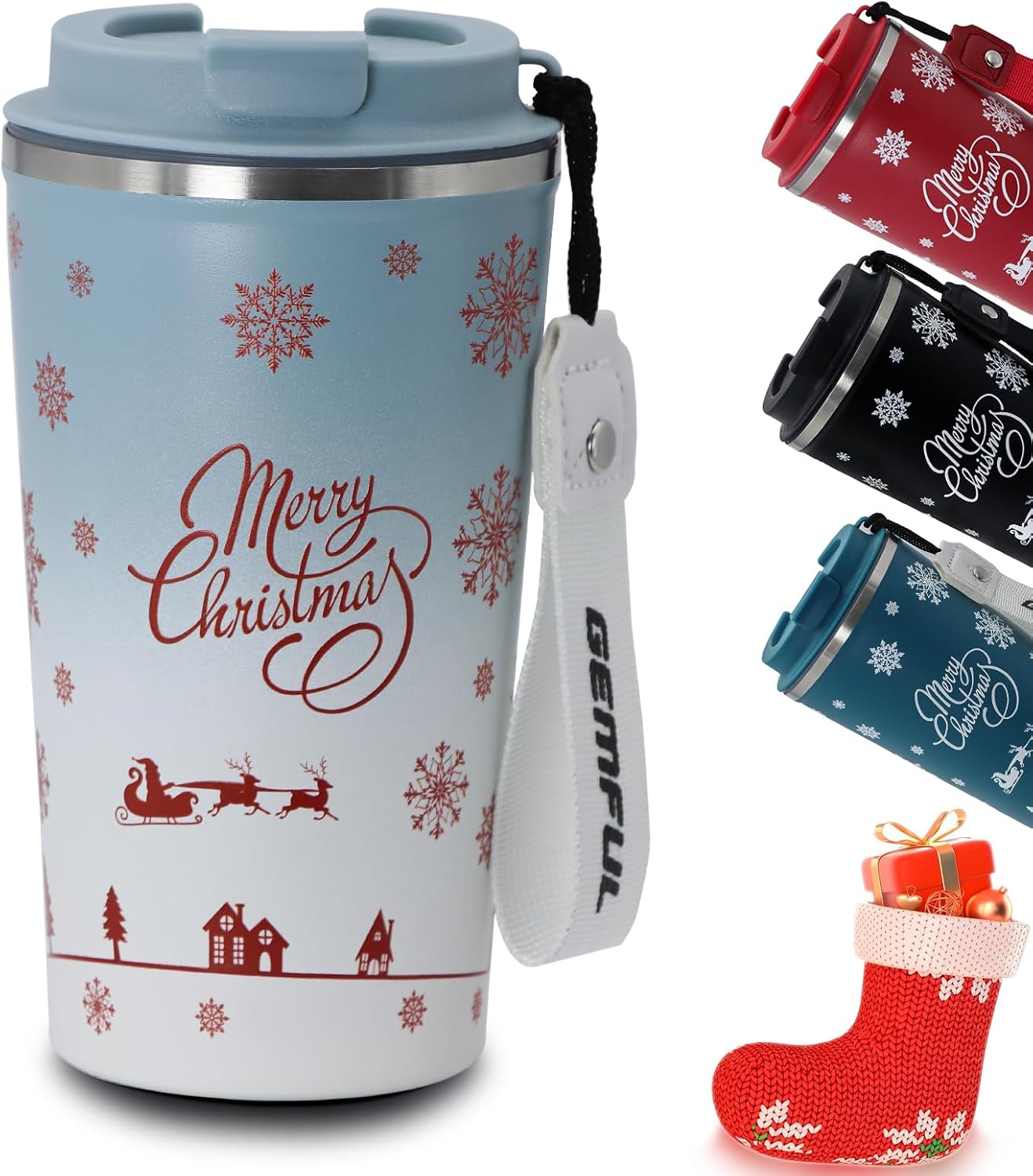 GEMFUL 17oz Insulated Coffee Travel Mug, Stainless Steel Leak-Proof Tumbler | Double-wall Vacuum Insulation,510ml, Secure Screw Lid, fits Car Cup Holders, BPA-Free, Hot/cold for Commute/Office/Outdoor
