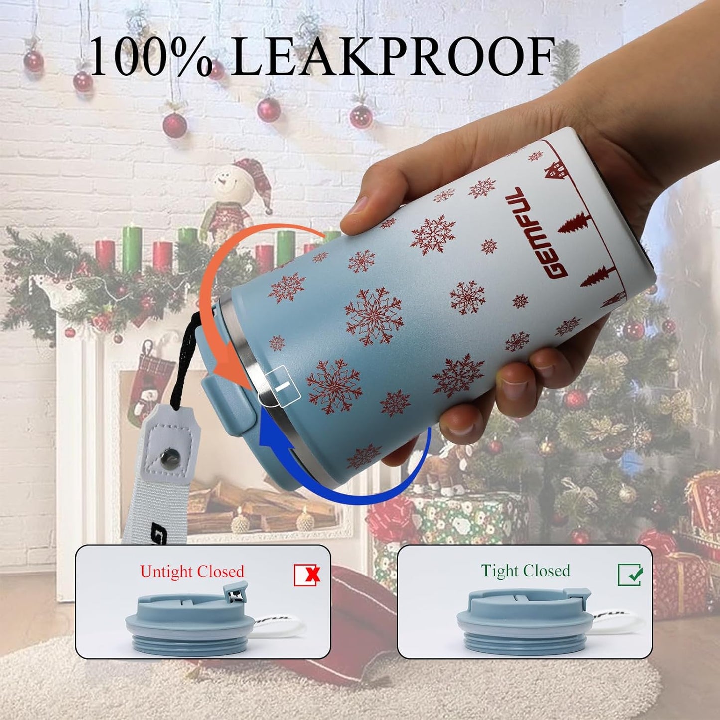 GEMFUL 17oz Insulated Coffee Travel Mug, Stainless Steel Leak-Proof Tumbler | Double-wall Vacuum Insulation,510ml, Secure Screw Lid, fits Car Cup Holders, BPA-Free, Hot/cold for Commute/Office/Outdoor