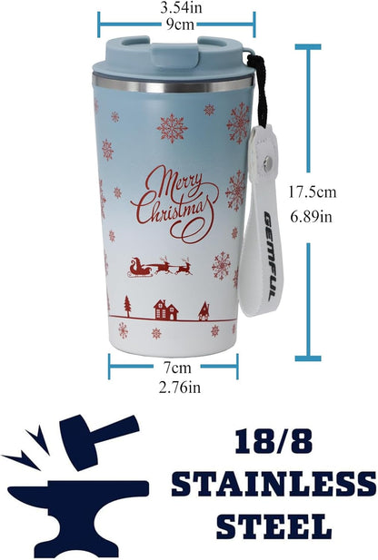 GEMFUL 17oz Insulated Coffee Travel Mug, Stainless Steel Leak-Proof Tumbler | Double-wall Vacuum Insulation,510ml, Secure Screw Lid, fits Car Cup Holders, BPA-Free, Hot/cold for Commute/Office/Outdoor