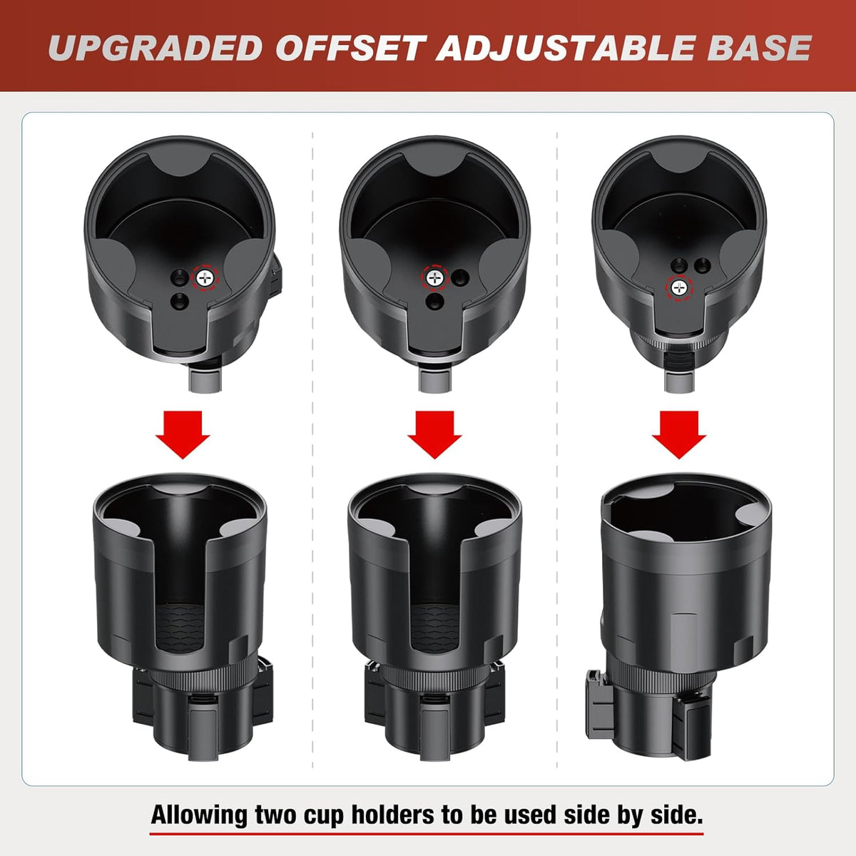 Cup Holder Expander for Car,Upgraded Car Cup Holder Expander Adapter with Offset Adjustable Base, Fit Most Large Bottles and Mugs-Yeti Ramblers 14/24/36/46oz, Hydro Flasks 32/40oz
