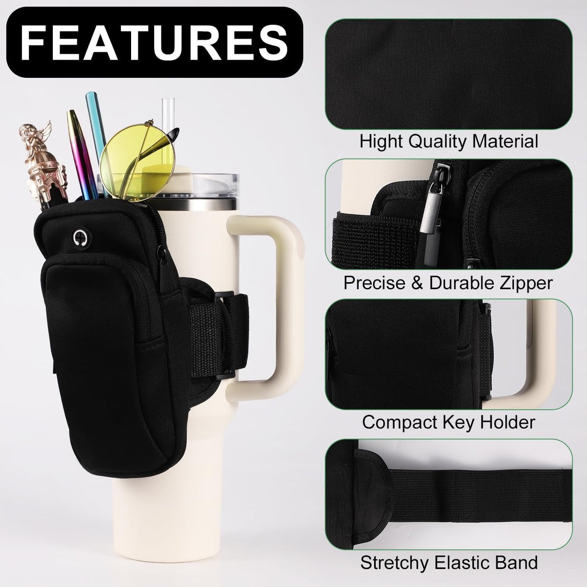 Gym Water Bottle Pouch, Double Layer Water Bottle Holder Sleeve Bag