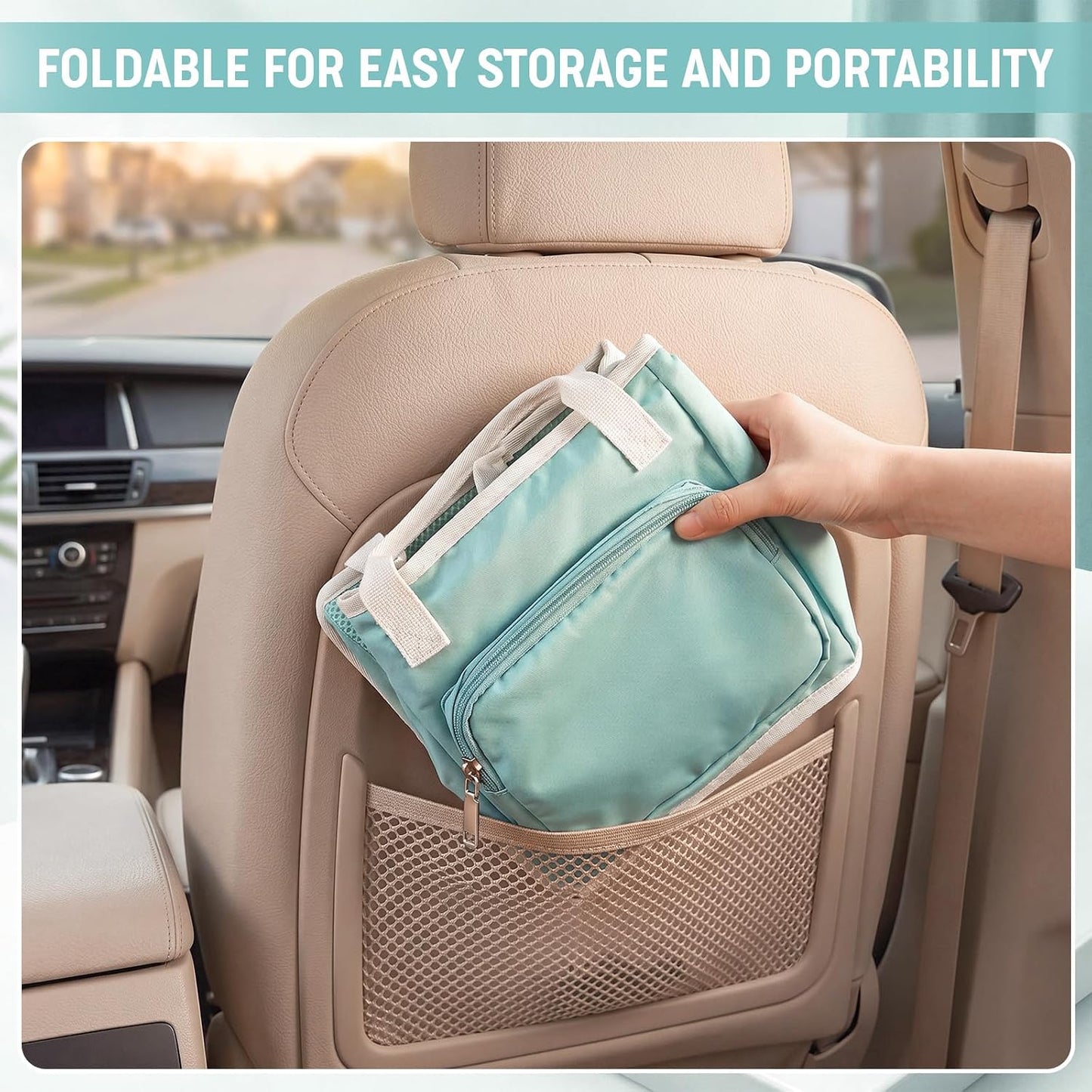 4 Compartments Drink Carrier Bag with Strap,Strawberry,Beige | Insulated Water Bottle Holder, Portable Tumbler Carrier Caddy, Car Commute to Work Coffee Drinking Takeout for Teacher