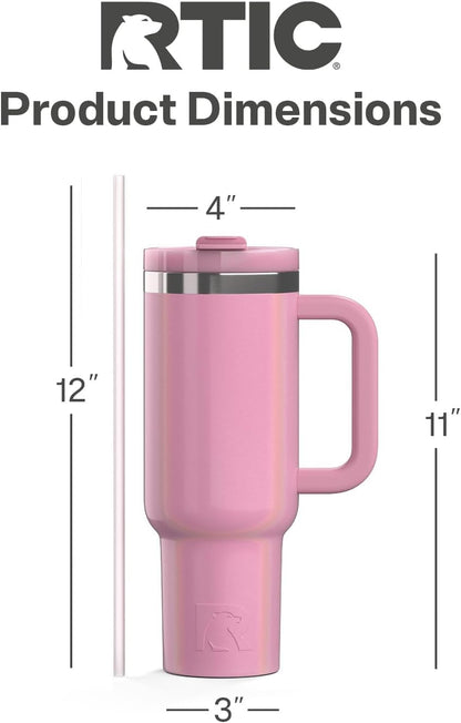 30 oz Road Trip Tumbler Double-Walled Insulated Stainless Steel Portable Travel Coffee Mug Cup with Lid, Handle and Straw, Midnight Dust Metallic - Colors B