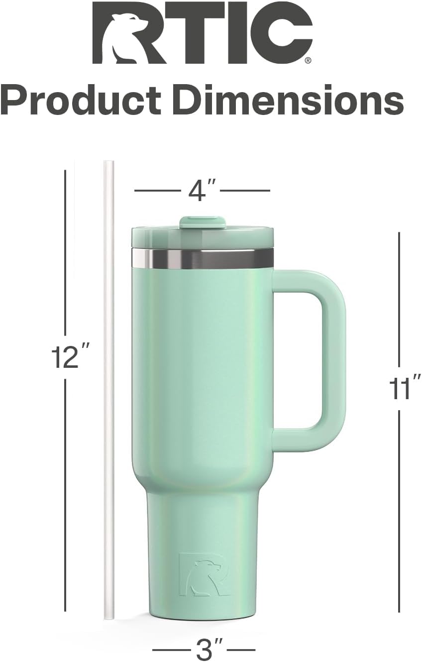30 oz Road Trip Tumbler Double-Walled Insulated Stainless Steel Portable Travel Coffee Mug Cup with Lid, Handle and Straw, Midnight Dust Metallic - Colors B