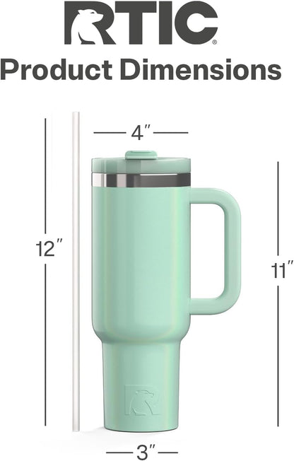 30 oz Road Trip Tumbler Double-Walled Insulated Stainless Steel Portable Travel Coffee Mug Cup with Lid, Handle and Straw, Midnight Dust Metallic - Colors B