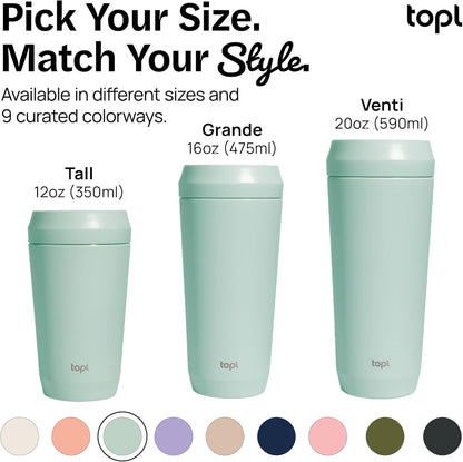 To Go Coffee Cup – Insulated Travel Coffee Mug with 360° Leak‑Safe Lid, Stainless Steel Coffee Tumbler for Hot/Cold, Spill‑Resistant, BPA‑Free - Peach, 16 oz