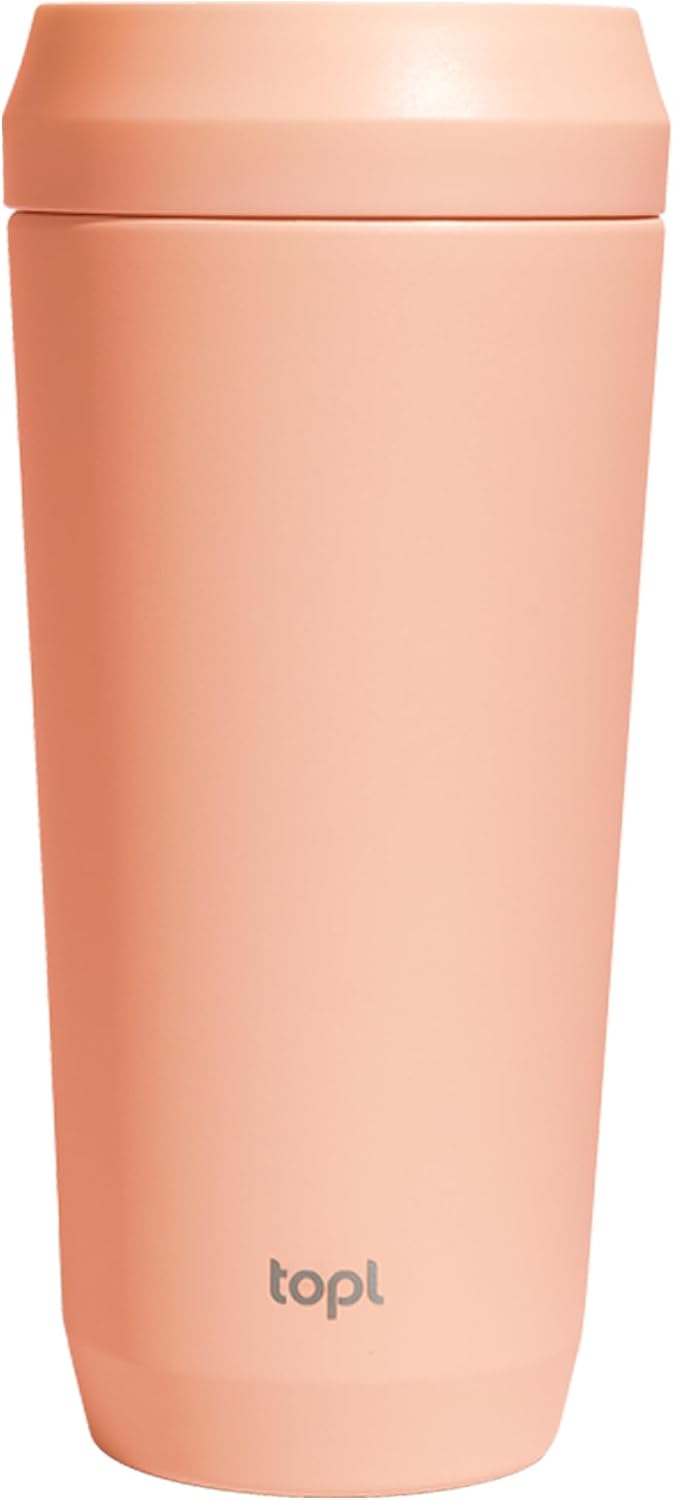 To Go Coffee Cup – Insulated Travel Coffee Mug with 360° Leak‑Safe Lid, Stainless Steel Coffee Tumbler for Hot/Cold, Spill‑Resistant, BPA‑Free - Peach, 16 oz