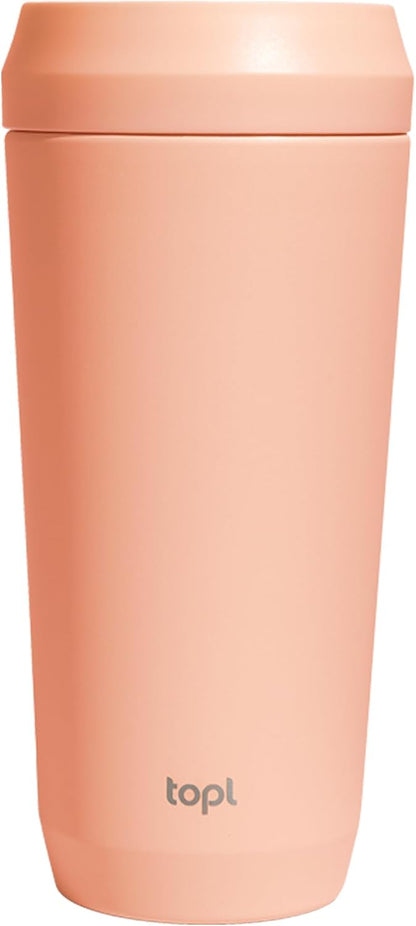 To Go Coffee Cup – Insulated Travel Coffee Mug with 360° Leak‑Safe Lid, Stainless Steel Coffee Tumbler for Hot/Cold, Spill‑Resistant, BPA‑Free - Peach, 16 oz