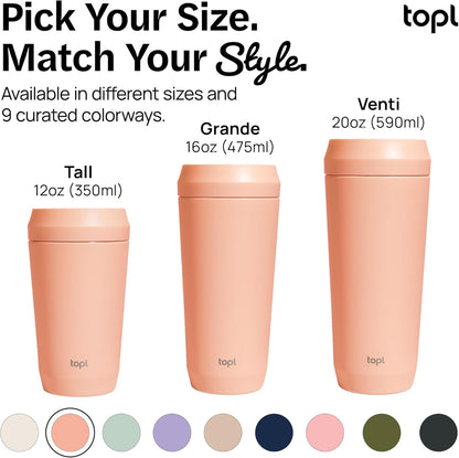 To Go Coffee Cup – Insulated Travel Coffee Mug with 360° Leak‑Safe Lid, Stainless Steel Coffee Tumbler for Hot/Cold, Spill‑Resistant, BPA‑Free - Peach, 16 oz