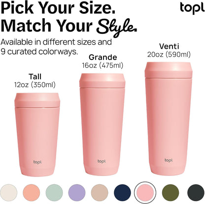 To Go Coffee Cup – Insulated Travel Coffee Mug with 360° Leak‑Safe Lid, Stainless Steel Coffee Tumbler for Hot/Cold, Spill‑Resistant, BPA‑Free - Peach, 16 oz