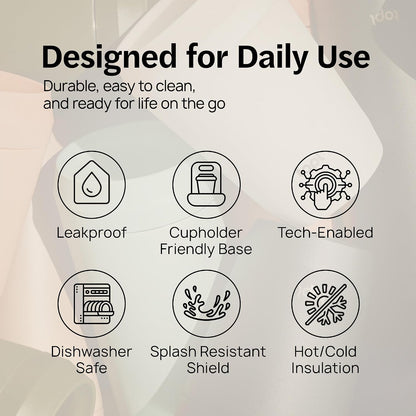 To Go Coffee Cup – Insulated Travel Coffee Mug with 360° Leak‑Safe Lid, Stainless Steel Coffee Tumbler for Hot/Cold, Spill‑Resistant, BPA‑Free - Peach, 16 oz