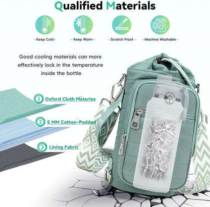 Water Bottle Carrier Bag with Strap Phone Pocket for Walking, Hiking, Cycling
