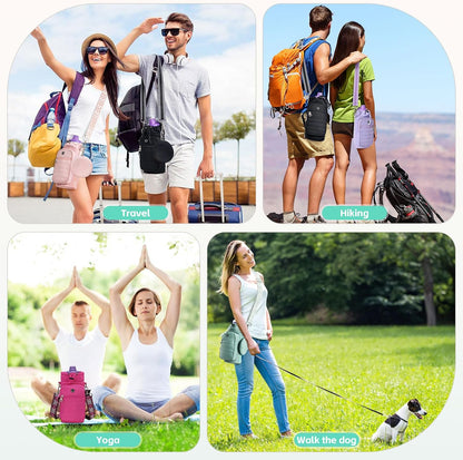 Water Bottle Carrier Bag with Strap Phone Pocket for Walking, Hiking, Cycling