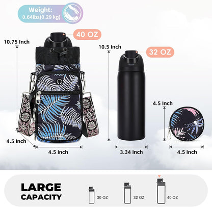 Water Bottle Carrier Bag with Strap Phone Pocket for Walking, Hiking, Cycling