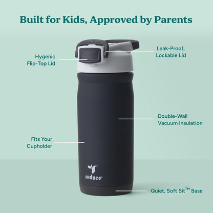 Hydrate Pro Kids 14oz Stainless Steel Insulated Water Bottle w/Straw – Spill Proof Tumbler for Kids – 30 Hour Cold Retention – Dishwasher Safe Leak-Proof Design - Abstract Flowers