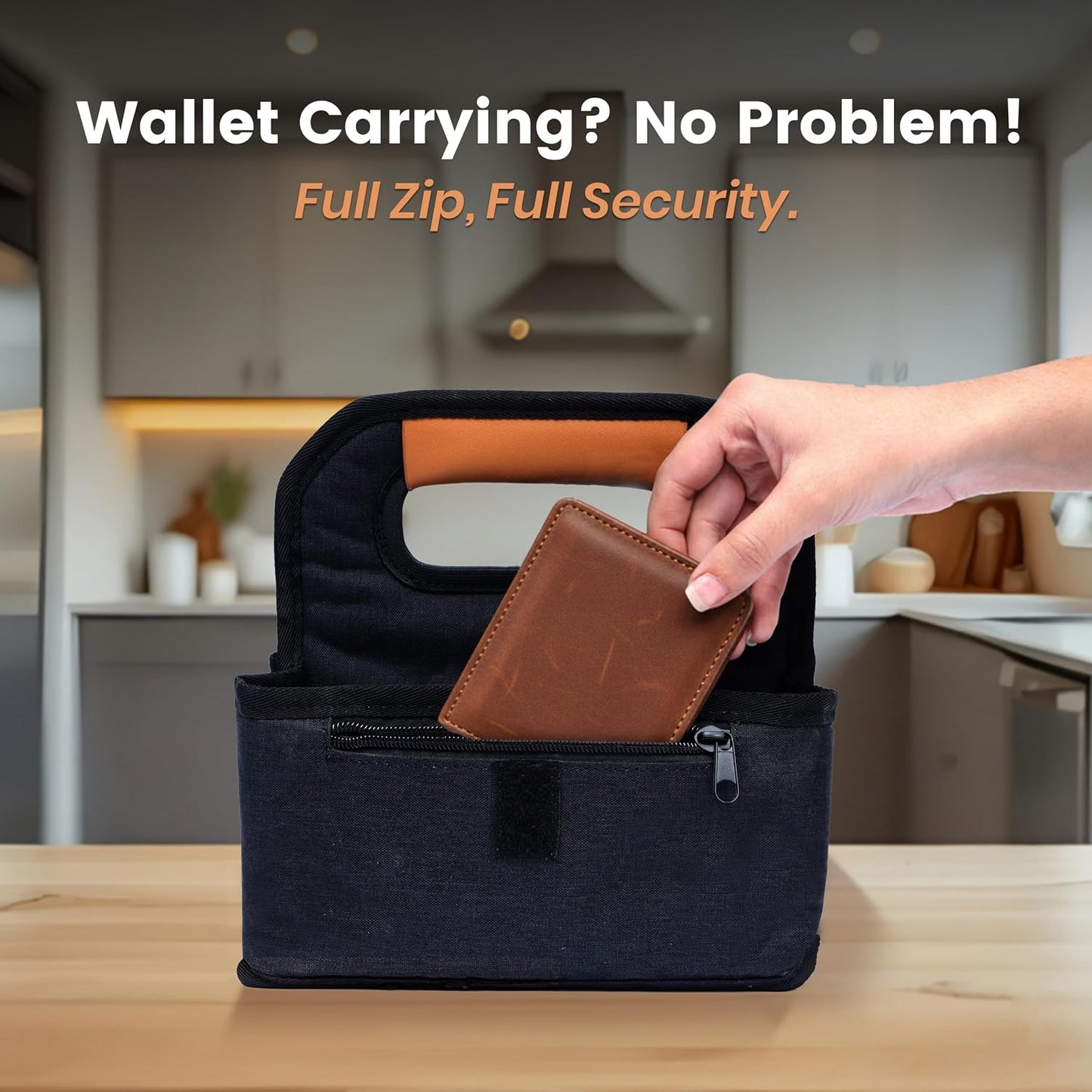 4 Cup Reusable Coffee Cup Carrier for Delivery, Insulated, Waterproof, Portable Tote Bag Drink Holder with Leather Handle Organizer for Cold/Hot Beverages (16oz to 24oz)