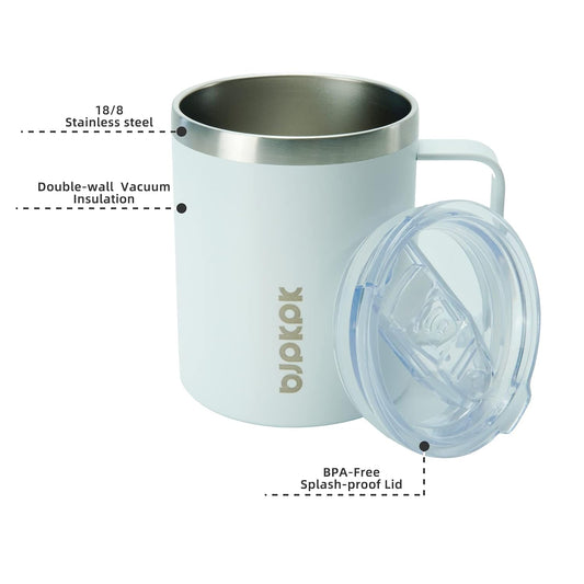 2PCS Insulated Coffee Mug with Lid, 14oz Stainless Steel Tumbler