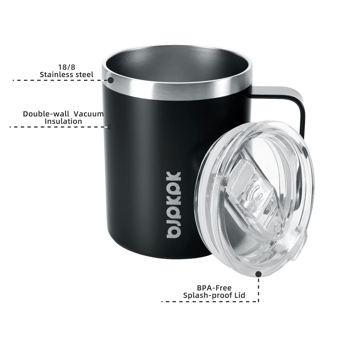 2PCS Insulated Coffee Mug with Lid, 14oz Stainless Steel Tumbler