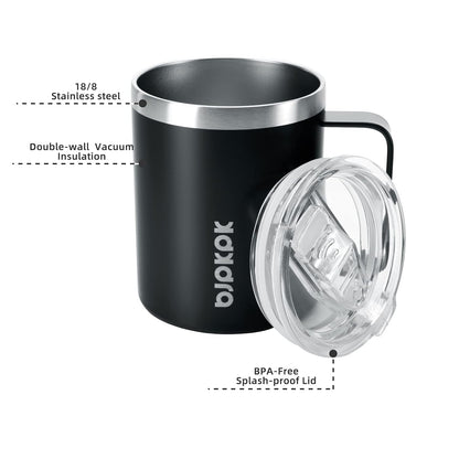 2PCS Insulated Coffee Mug with Lid, 14oz Stainless Steel Tumbler