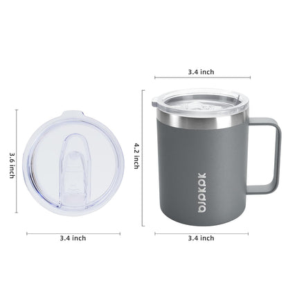 2PCS Insulated Coffee Mug with Lid, 14oz Stainless Steel Tumbler