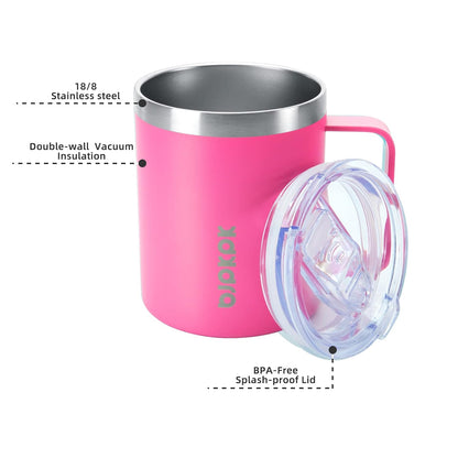 2PCS Insulated Coffee Mug with Lid, 14oz Stainless Steel Tumbler