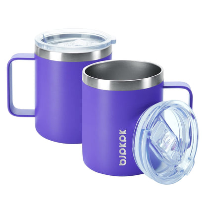 2PCS Insulated Coffee Mug with Lid, 14oz Stainless Steel Tumbler