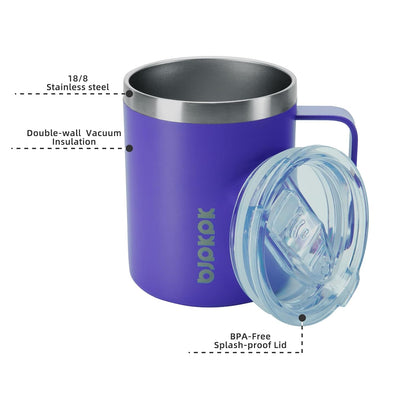 2PCS Insulated Coffee Mug with Lid, 14oz Stainless Steel Tumbler