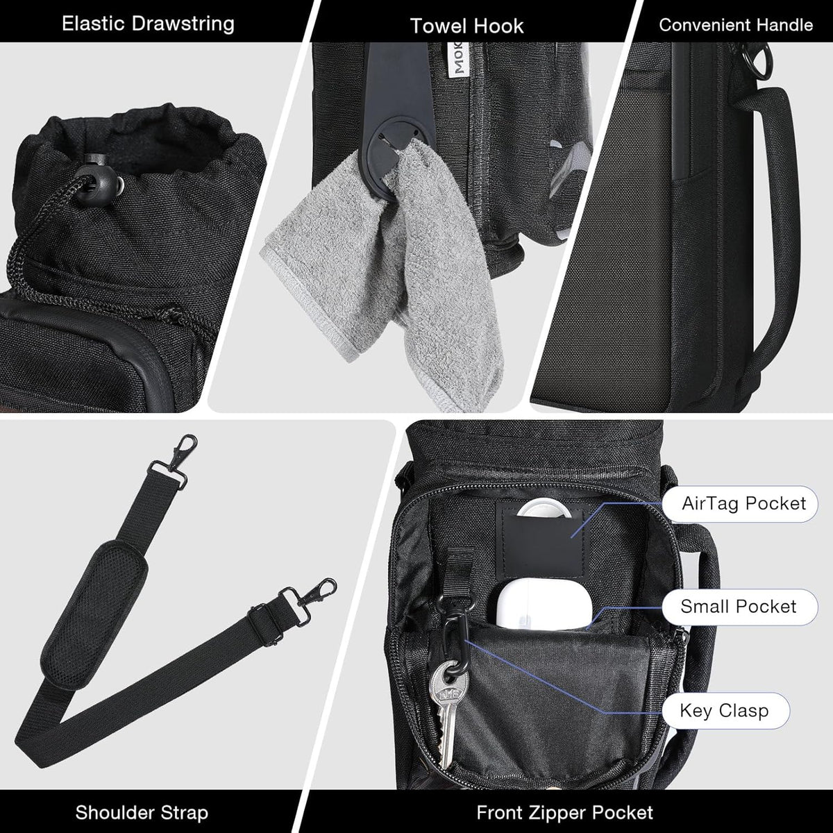 Magnetic Gym Bag, Magnetic Water Bottle Holder with Clear Phone Pouch