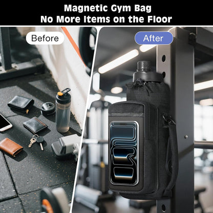 Magnetic Gym Bag, Magnetic Water Bottle Holder with Clear Phone Pouch