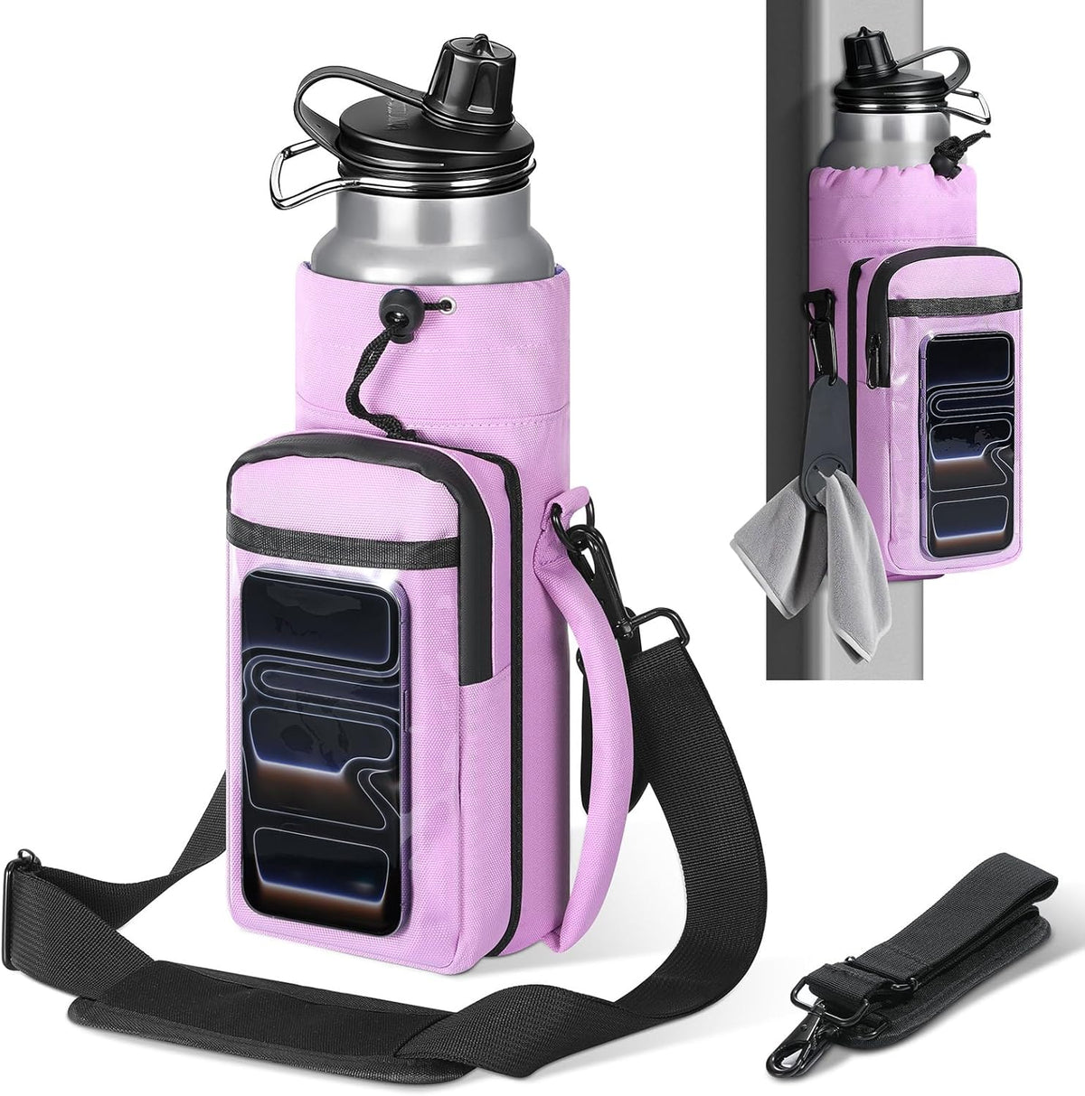Magnetic Gym Bag, Magnetic Water Bottle Holder with Clear Phone Pouch