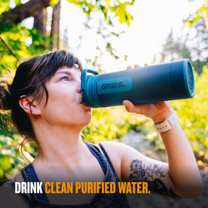 UltraPress 16.9 oz Water Purifier & Filter Bottle, Forest Blue