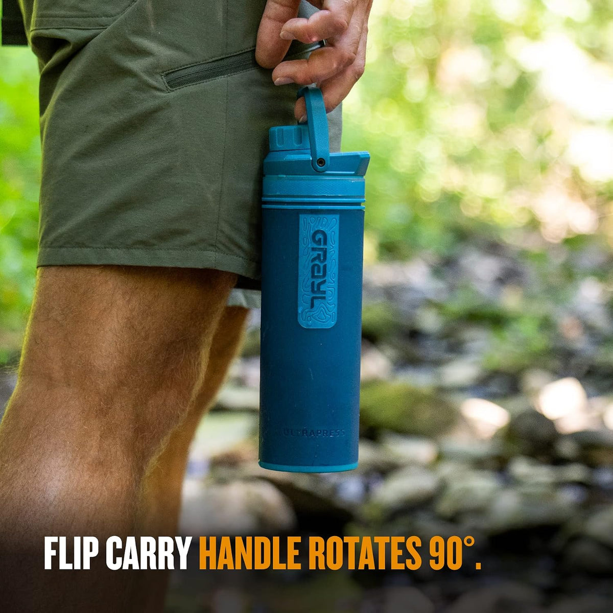 UltraPress 16.9 oz Water Purifier & Filter Bottle, Forest Blue