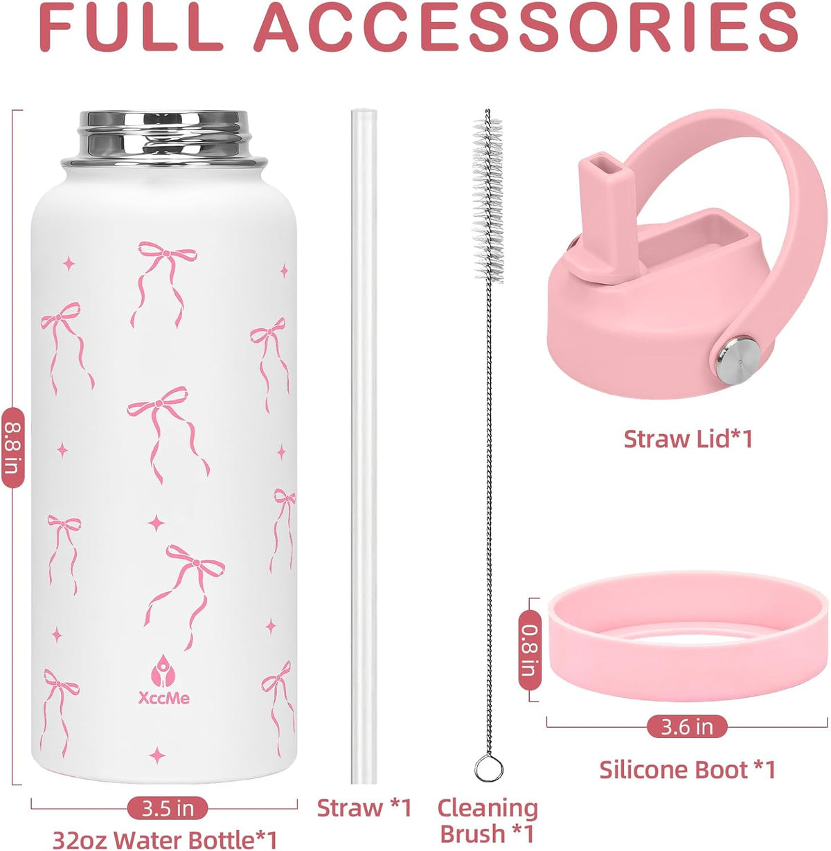 32oz Pickleball Insulated Water Bottle for Women with Straw