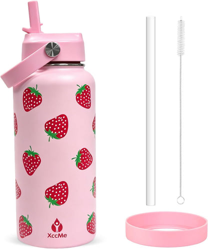 32oz Pickleball Insulated Water Bottle for Women with Straw