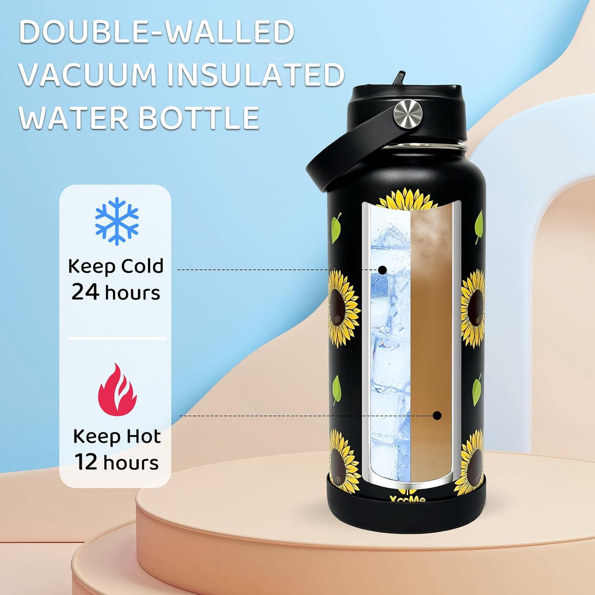 32oz Pickleball Insulated Water Bottle for Women with Straw