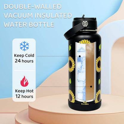 32oz Pickleball Insulated Water Bottle for Women with Straw