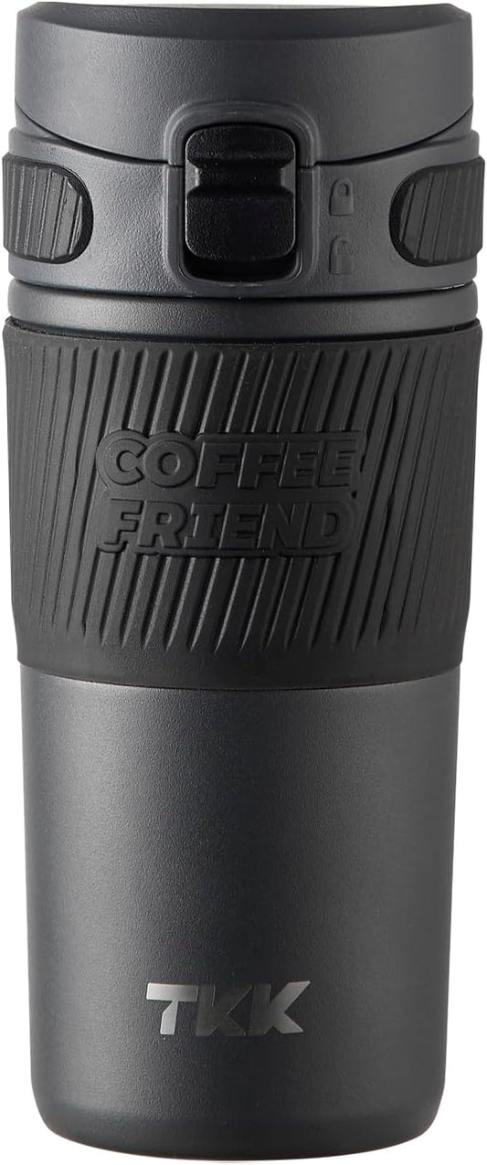 Coffee Travel Mug 15 oz Insulated Stainless Steel Cup with Flip Lid, Leak Proof Bottle for Tea & Drinks, Dishwasher Safe, Slate Grey