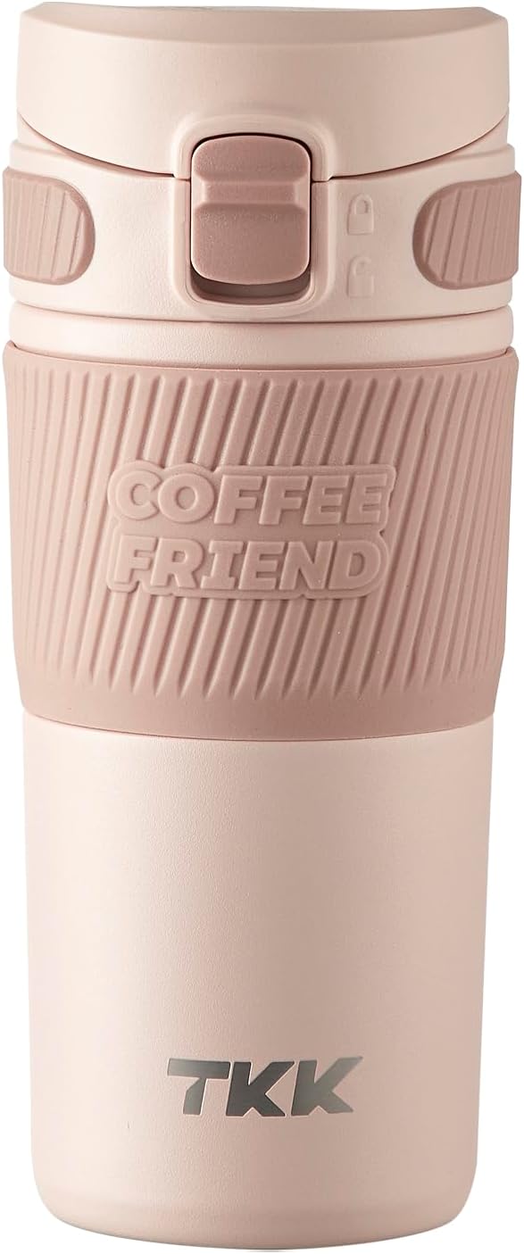 Coffee Travel Mug 15 oz Insulated Stainless Steel Cup with Flip Lid, Leak Proof Bottle for Tea & Drinks, Dishwasher Safe, Slate Grey