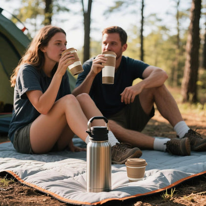 Ceramic Travel Coffee Mug Set, To Go Mug with Silicone Lid&Non-Slip Sleeve