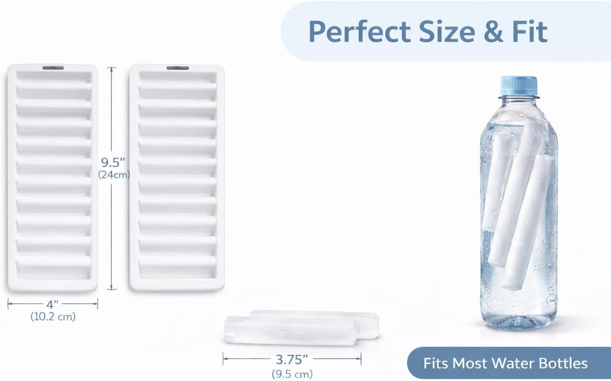 Set of 2 Ice Stick Trays – BPA-Free Plastic, Freezer-Safe, Long Ice Sticks for Water Bottles & Sports Bottles, Easy-Release Design