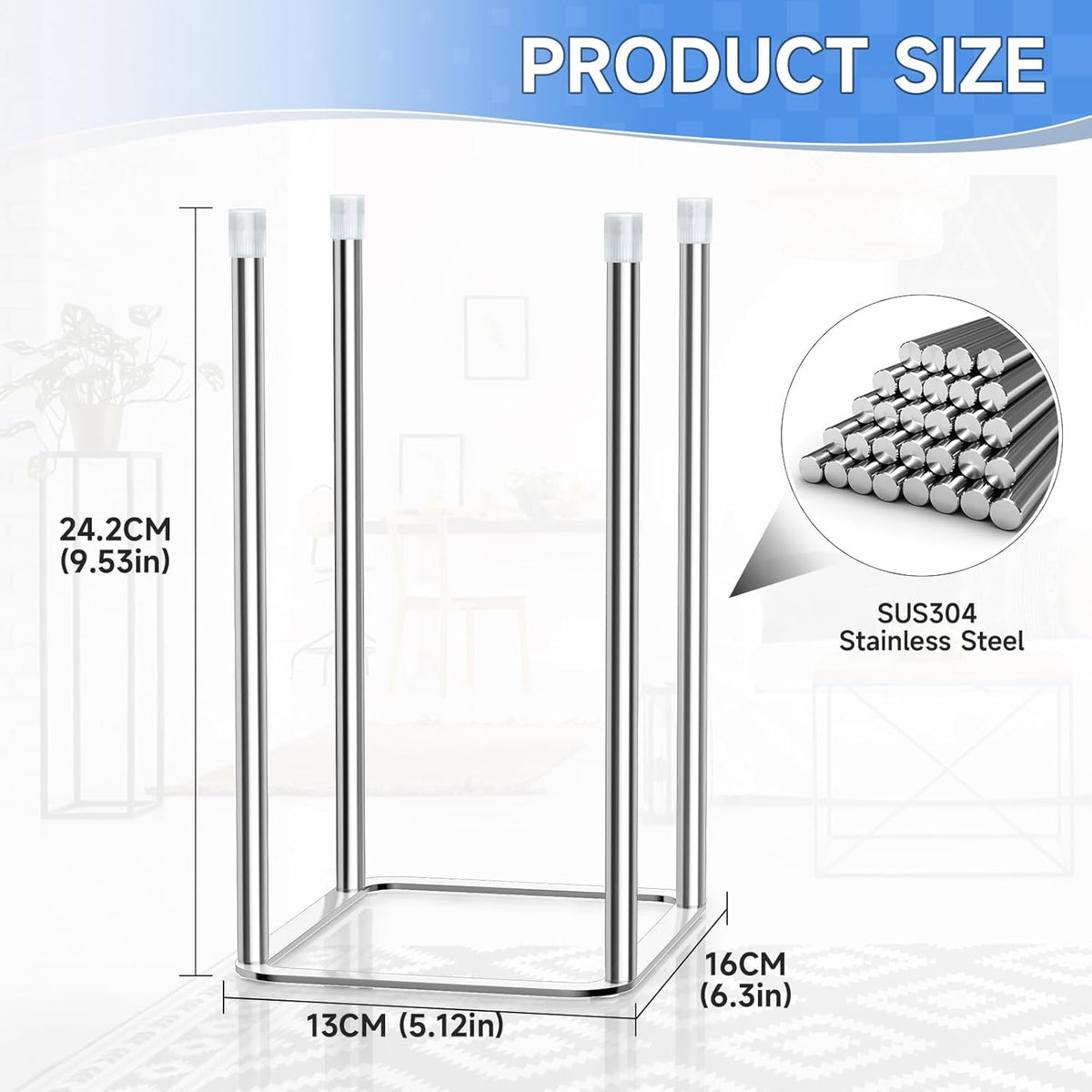 Water Bottle Drying Rack, Stainless Steel Bottle Dryer Rack, Baby Bottles Rack Dryer, Cup Drying Rack, Reusable Bag Drying Stand, Kitchen Stand Holder for Glass Bottles, Plastic Bag (Silver)