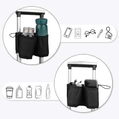 Luggage Travel Cup Holder Free Hand Drink Carrier Hold Two Coffee, Luggage Drink Holder for Suitcase for Most Flight Attendants, Business People, Travel Essentials(Black)