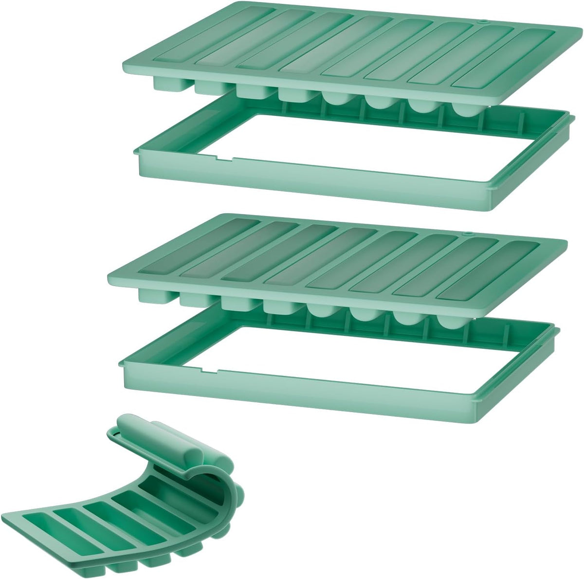 Water Bottle Ice Cube Trays for Freezer - Silicone Ice Stick Mold with Support Fame, Long Ice Cube Maker for Chilling Whiskey, Cocktails, Coffee - Reusable Easy-Release Narrow Ice Tray (Pack of 2)