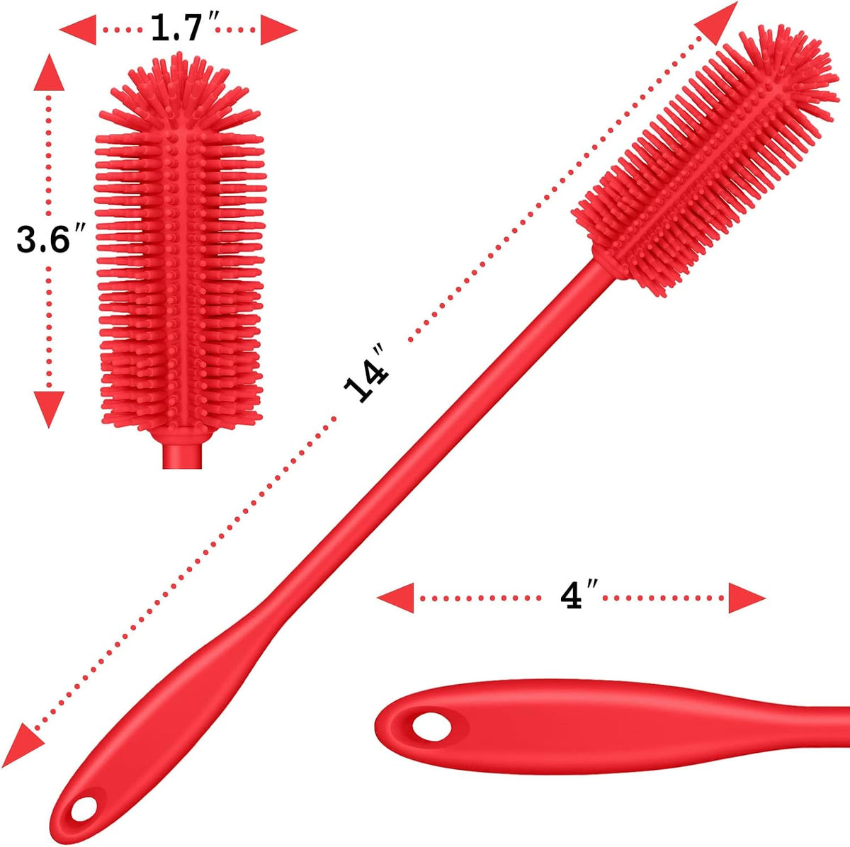 Silicone Bottle Brush, Long Handle Bottle Cleaner Brush, Charcoal