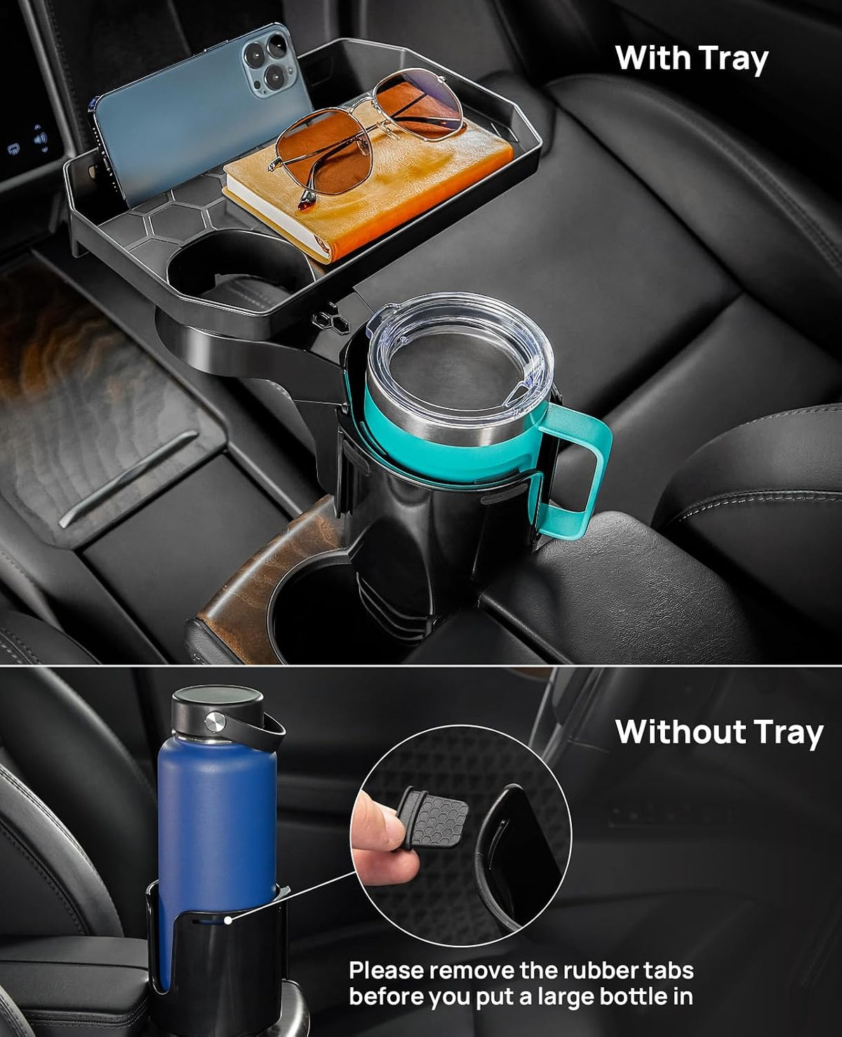 Car Cup Holder Expander, Automotive Cup Attachable Tray with 360° Rotation,Large Cup Holder Adapt Most Regular Cups with 18-40 oz, fit in 2.75-3.25 inch Car Holder